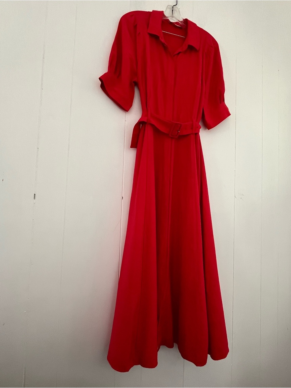 LOFT Classic Red Belted Tailored Shirt Dress Size 12 - Picture 6 of 15